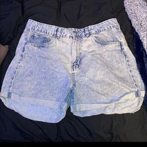 Blue notes high rise mom jean shorts